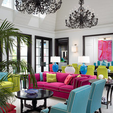 Tropical Living Room by John David Edison Interior Design Inc.
