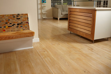 Example of a trendy living room design in Boston
