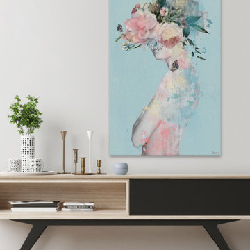 "Flower and Butterflies" Painting Print on Wrapped Canvas