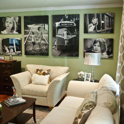 Elegant living room photo in Baltimore with green walls