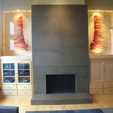 Forest Heights Fireplace Remodel and Custom Art Glass