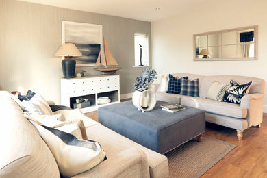 Design ideas for a beach style living room in Hampshire.