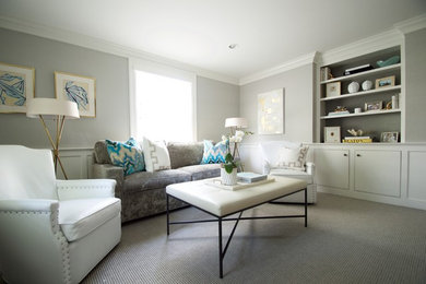 Inspiration for a medium sized classic enclosed living room in Richmond with grey walls, carpet, no fireplace and no tv.