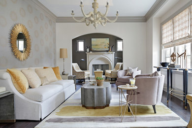 Living room - transitional formal dark wood floor living room idea in Atlanta with a standard fireplace