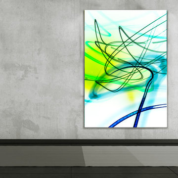 Futuristic Vibrant Blue Green Abstract Art