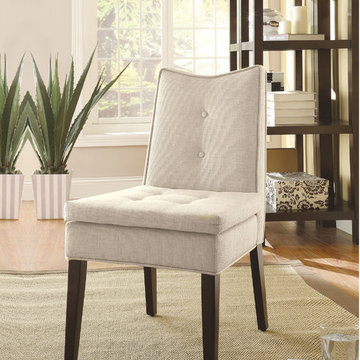 Galen Accent Chairs in Beige Linen Fabric, Set of 2