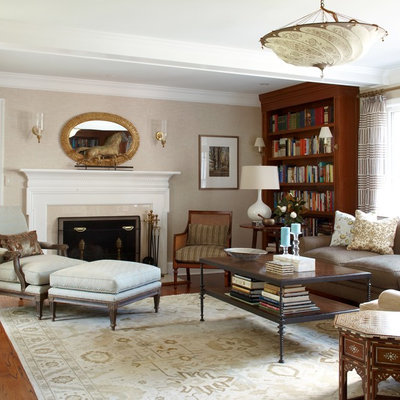Living room - traditional living room idea in New York with beige walls