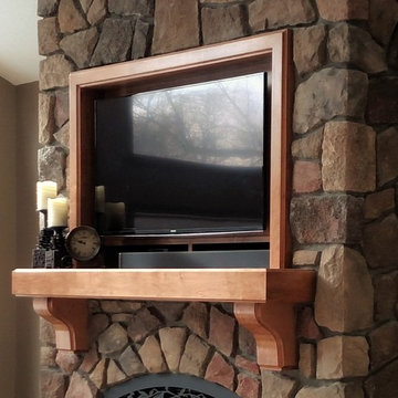 Gas Fireplace with Maple Mantel & TV Nook