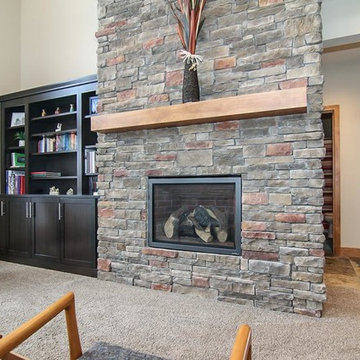 Gas Fireplace with Stacked Stone Surround