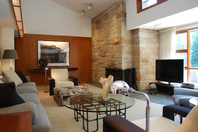 Example of a trendy living room design in Cleveland
