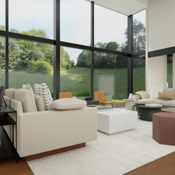Geometric Museum-Inspired Modern Living Room