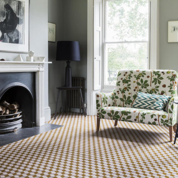 Geometric Patterned Designer Carpet In A Living Room