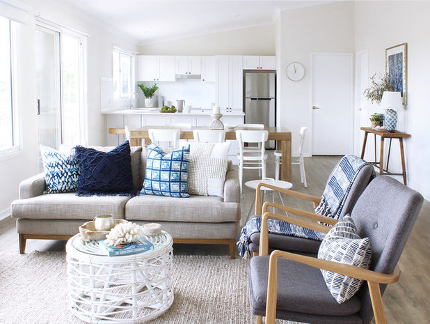 Beach Style Living Room by Kathryn Bloomer Interiors