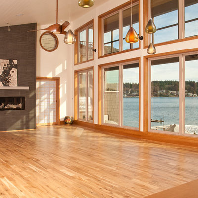 Example of a mid-sized asian living room design in Seattle