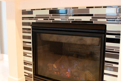 Glass tile Fireplace Surround