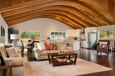 Inspiration for a contemporary open concept dark wood floor living room remodel in San Francisco