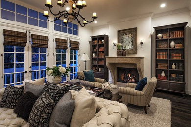Example of a transitional living room design in Los Angeles