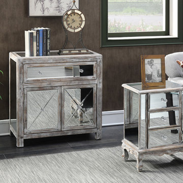 Gold Coast Vineyard 3 Drawer Mirrored End Table