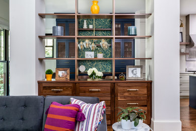 Example of a transitional living room design in Atlanta