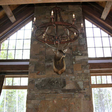 Great Room Natural Stone Fireplace, Ski Camp Yellowstone Club