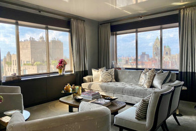 Large minimalist living room photo in New York