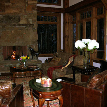 Great Room Stone Fireplace, Ski Camp Yellowstone Club