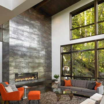 Great Room with Floor to Ceiling Fireplace