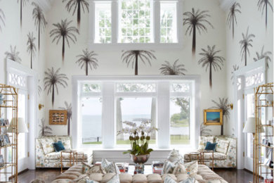 Inspiration for a tropical living room remodel in New York