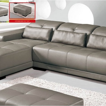 Grey All Leather Sectional Sofa