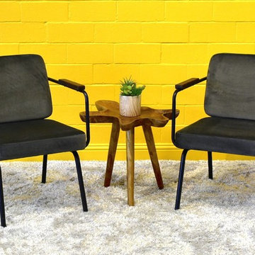 Grey Velvet Drake Lounge Chairs