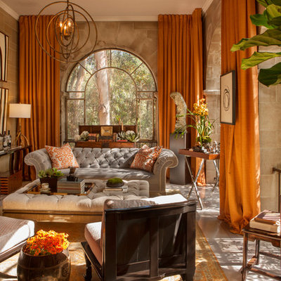 Inspiration for a timeless enclosed living room remodel in Los Angeles with beige walls