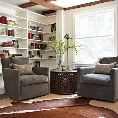 Example of a farmhouse living room design in New York