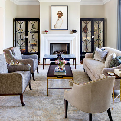 Living room - traditional formal living room idea in Baltimore with beige walls and a standard fireplace