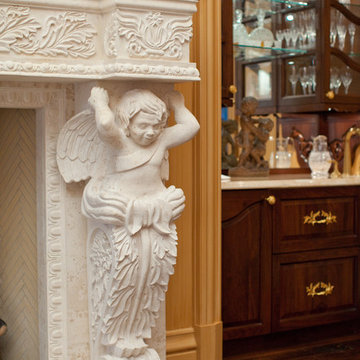 Hand Carved Stone Cherub Fireplace Mantle