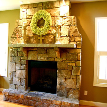 Hand-carved Stone Fireplace