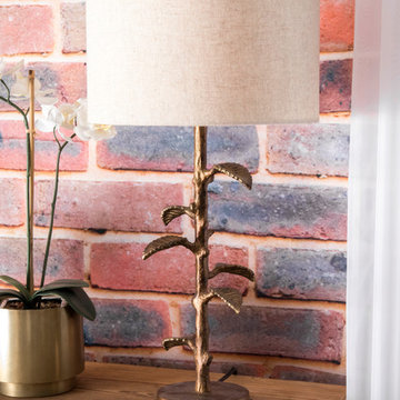 Handmade 26" Brass Tree Leaves Rustic Table Lamp
