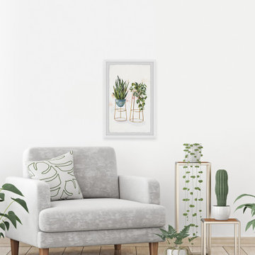 "Hanging Plants Stand II" Framed Painting Print