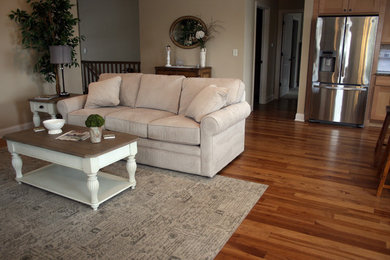Minimalist light wood floor living room photo in Chicago