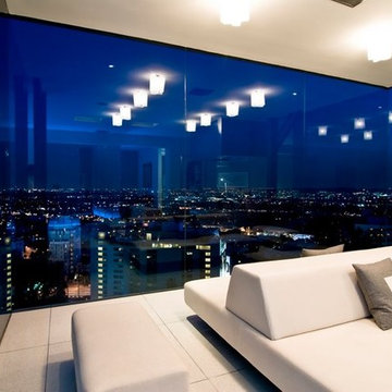 Harold Way Hollywood Hills luxury modern home living room views