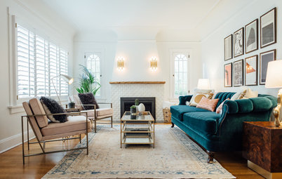 Room of the Day: Glam Comfort in a Tudor-Style Living Room