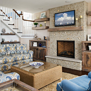 Floating Shelves Beside Fireplace Houzz, Floating Shelves Next To Fireplace Images