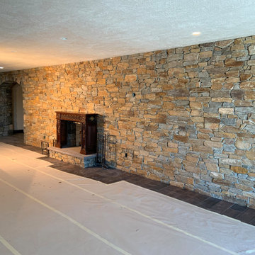 Helmsdale Real Thin Stone Veneer Interior Wall and Fireplace