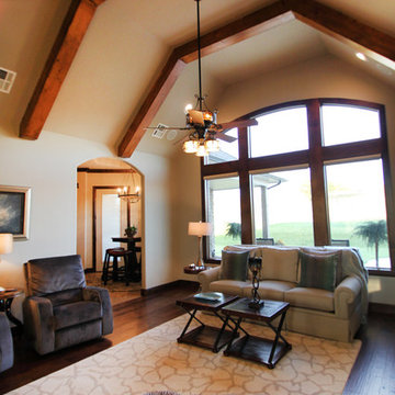 High arched ceiling living room
