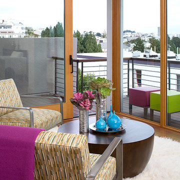 Hillside Sanctuary:  Lounge & deck by Kimball Starr Interior Design