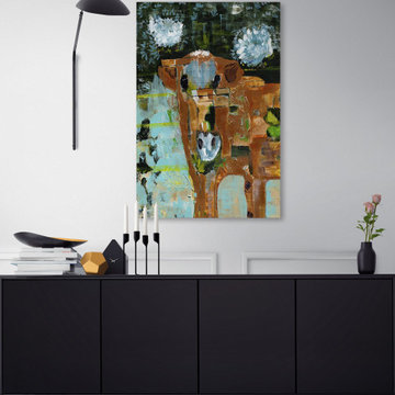 "Hip Country Cow" Painting Print on Wrapped Canvas