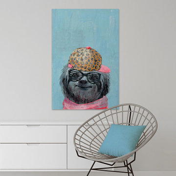 "Hipster Sloth" Painting Print on Wrapped Canvas
