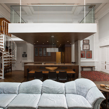 Historic Condominium Renovation - Living Room, Dining, Kitchen