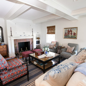Historic Martha's Vineyard Cozy Traditional Coastal Living Room