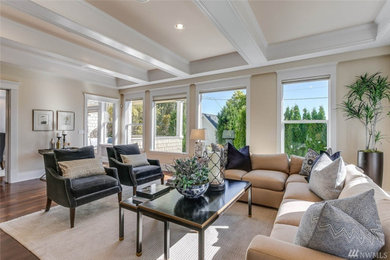 Elegant living room photo in Seattle