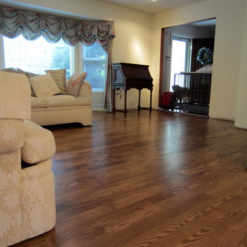 HOLBROOK - 3 1/4" RED OAK INSTALLED/REFINISHED NUTMEG STAIN AND TRAFFIC HD POLY